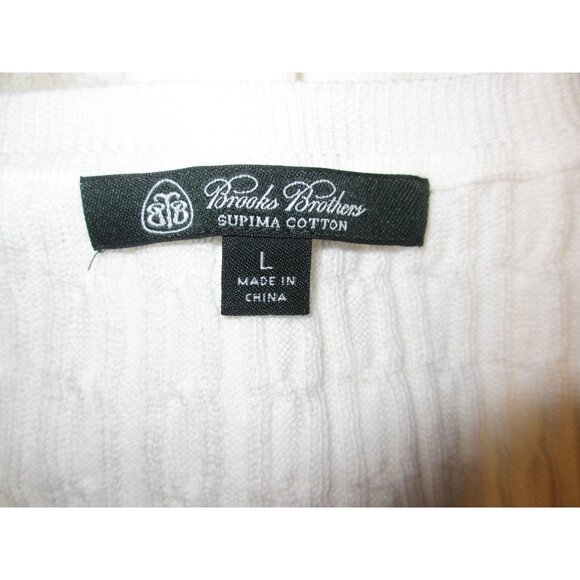 Brooks Brothers Womens White Cable Knit Supima Cotton Short Sleeve Sweater L - Picture 4 of 4